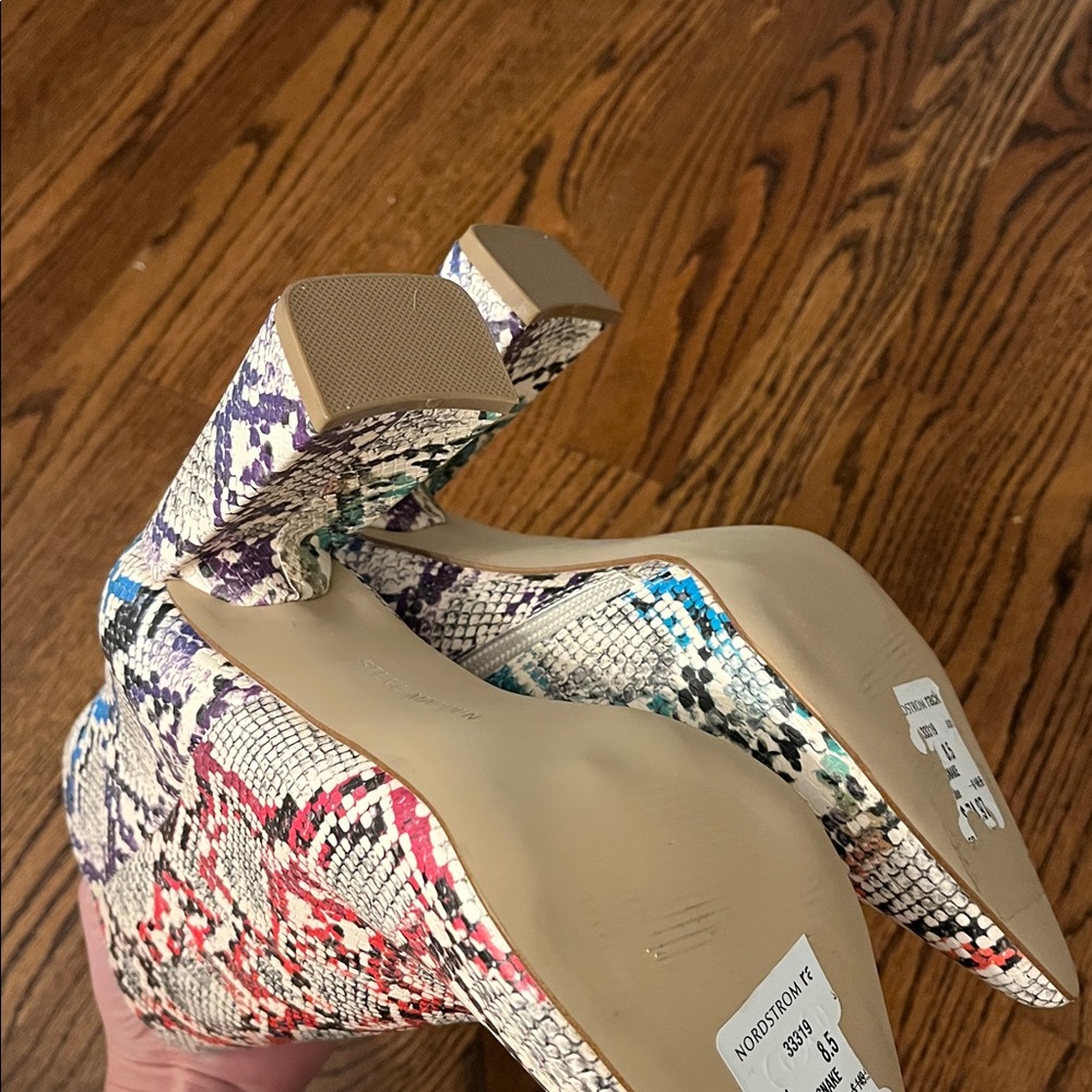 Steve Madden Multicolor Snakeskin Pattern Heeled Ankle Boots - Picture 4 of 4